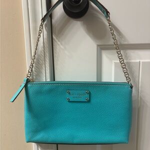 Kate Spade Aqua Wristlet with Chain Strap